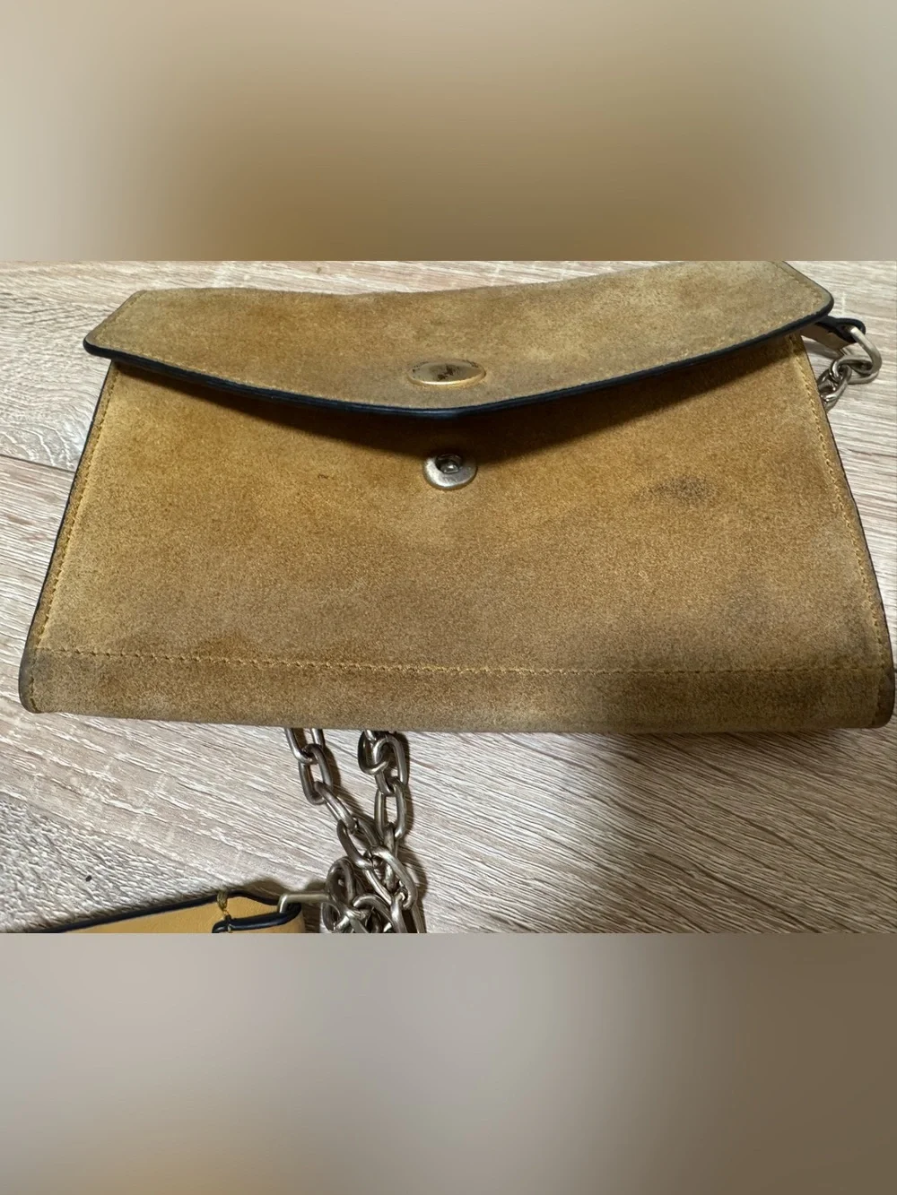 rag & bone Suede Envelope crossbody in Tan with Gold Hardware
